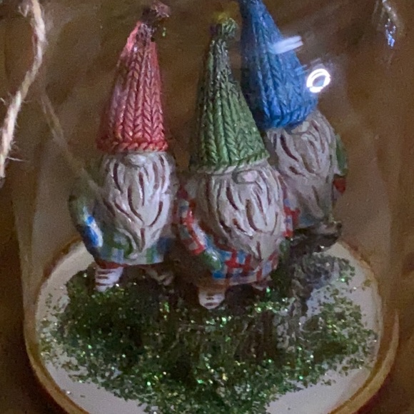 Pottery Barn Christmas Holiday Triple Gnome Cloche Ornament 🎄 - Picture 3 of 14